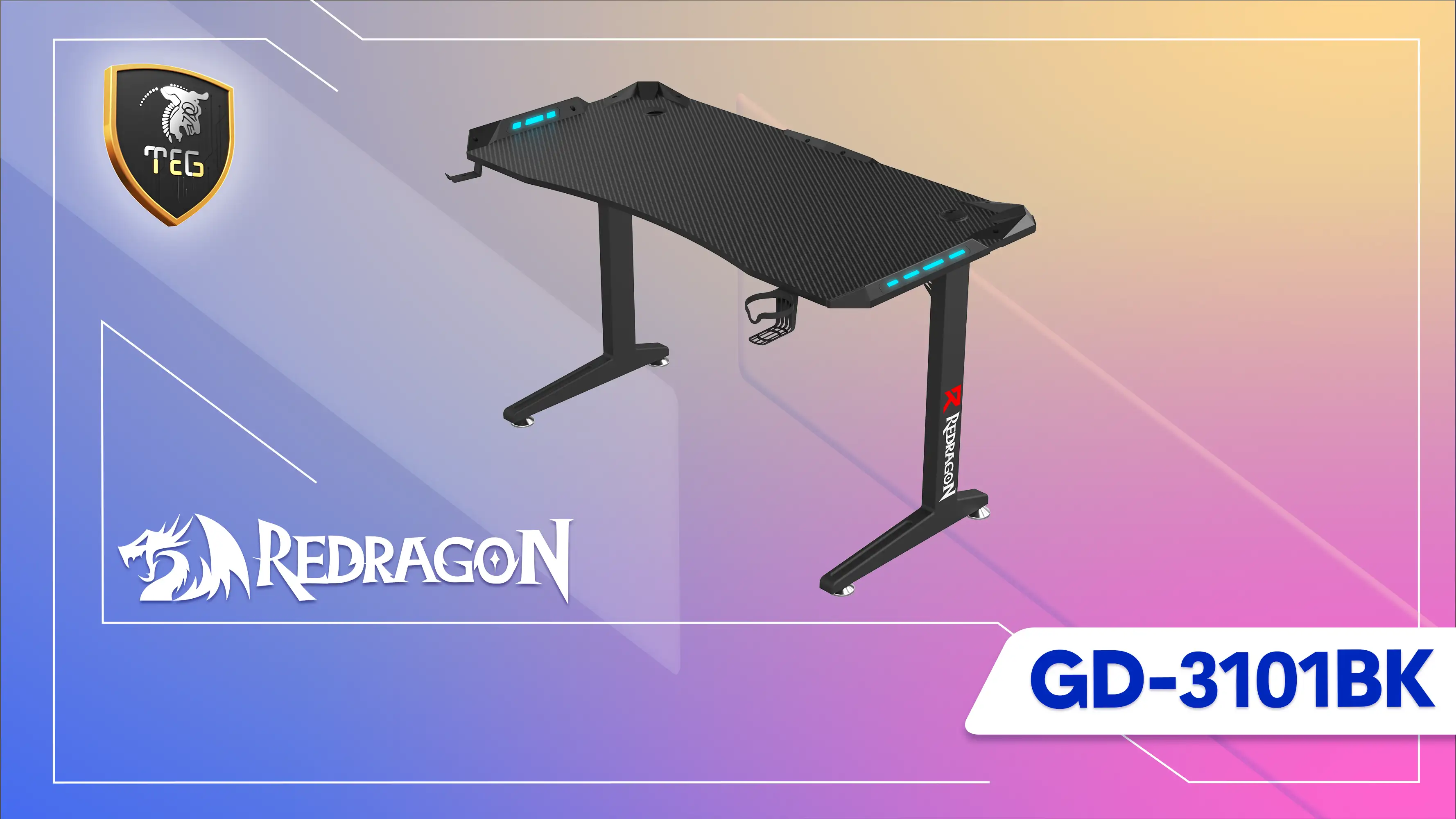 اسمبل میز گیمینگ ردراگون GD-3101BK 140cm LED
